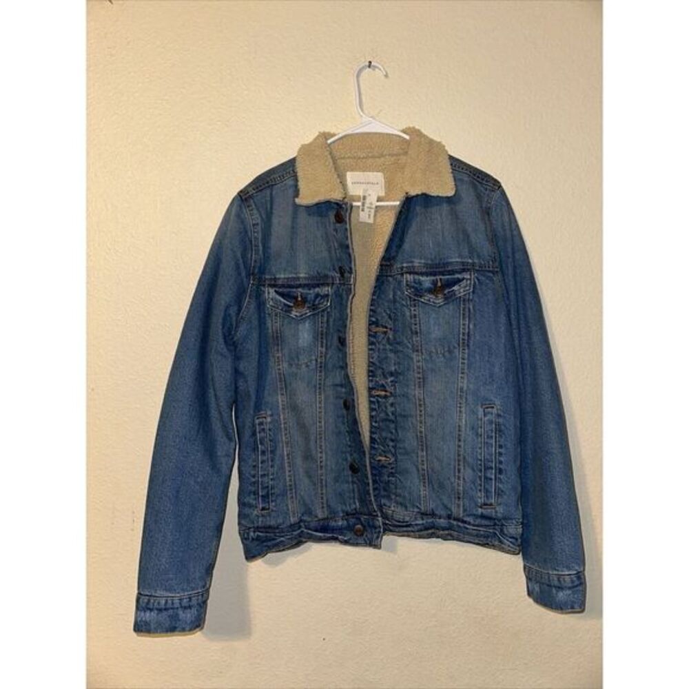 Aeropostale Men's Sz Small Sherpa-Lined Blue Denim Jean Jacket Truckers Coat‎
